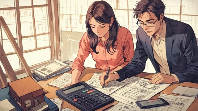住宅ローンやリフォーム資金を相談する夫婦　イメージ画像
